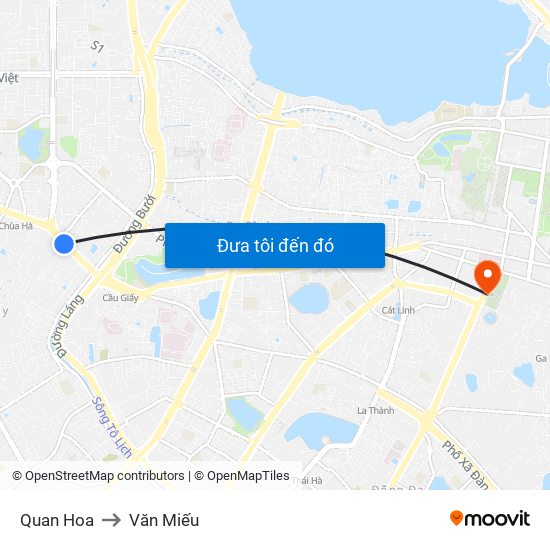Quan Hoa to Văn Miếu map