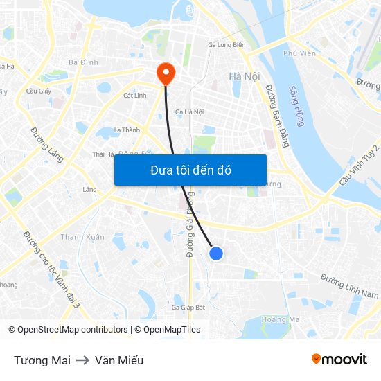 Tương Mai to Văn Miếu map