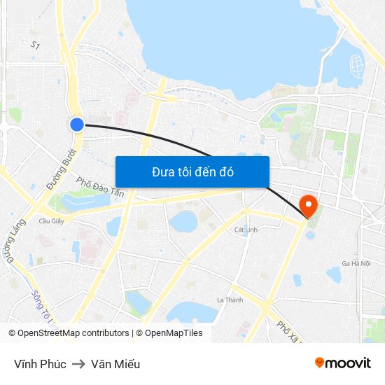 Vĩnh Phúc to Văn Miếu map