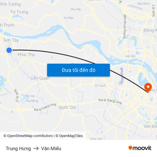 Trung Hưng to Văn Miếu map