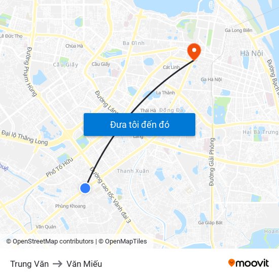 Trung Văn to Văn Miếu map