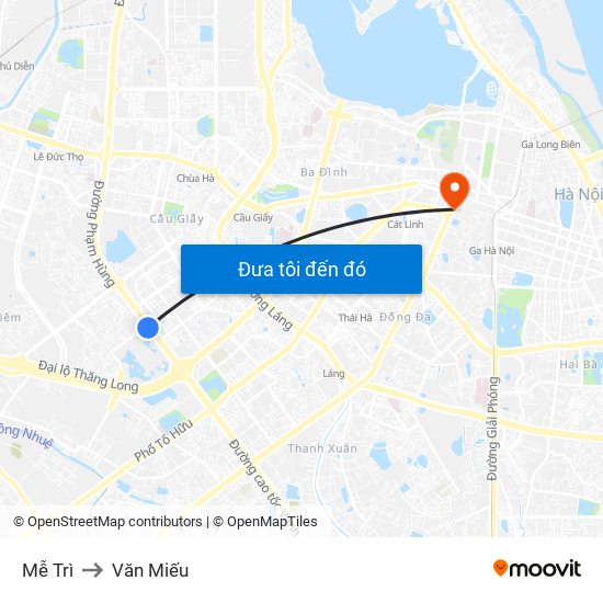 Mễ Trì to Văn Miếu map