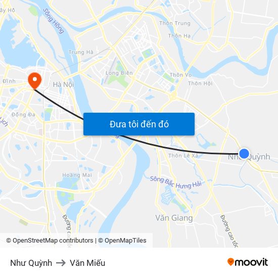 Như Quỳnh to Văn Miếu map