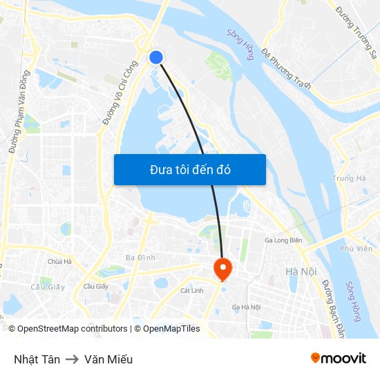 Nhật Tân to Văn Miếu map