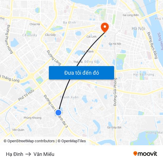 Hạ Đình to Văn Miếu map