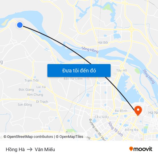 Hồng Hà to Văn Miếu map