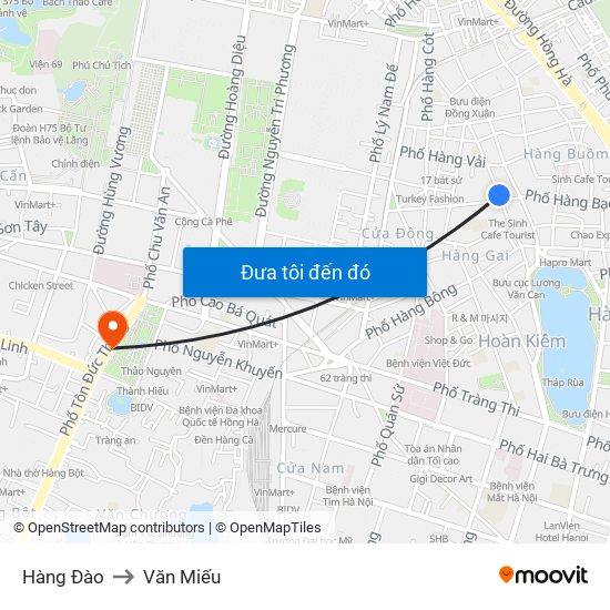 Hàng Đào to Văn Miếu map