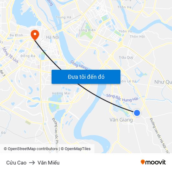Cửu Cao to Văn Miếu map
