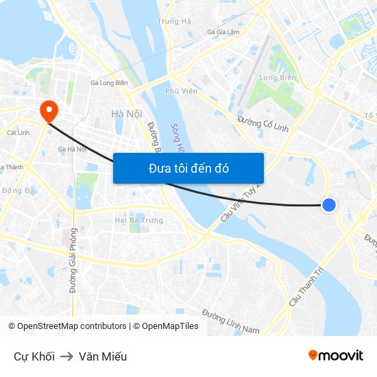 Cự Khối to Văn Miếu map