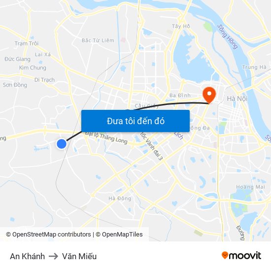 An Khánh to Văn Miếu map