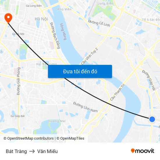 Bát Tràng to Văn Miếu map