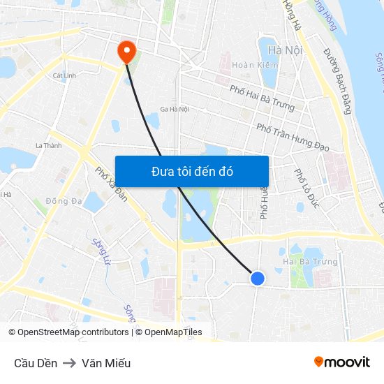 Cầu Dền to Văn Miếu map