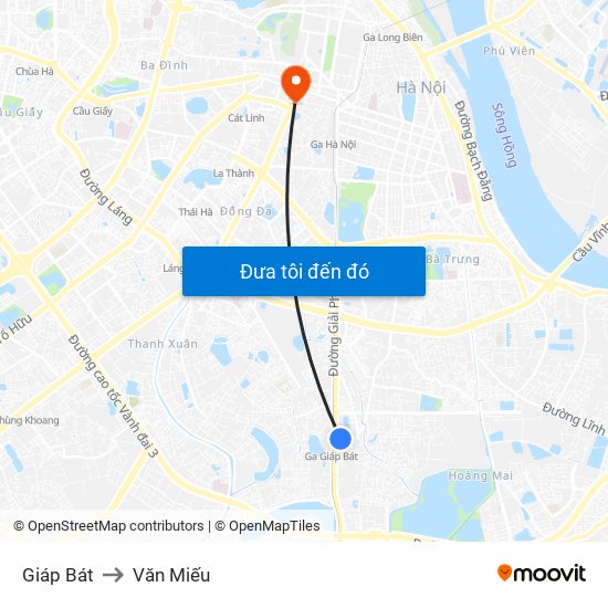 Giáp Bát to Văn Miếu map