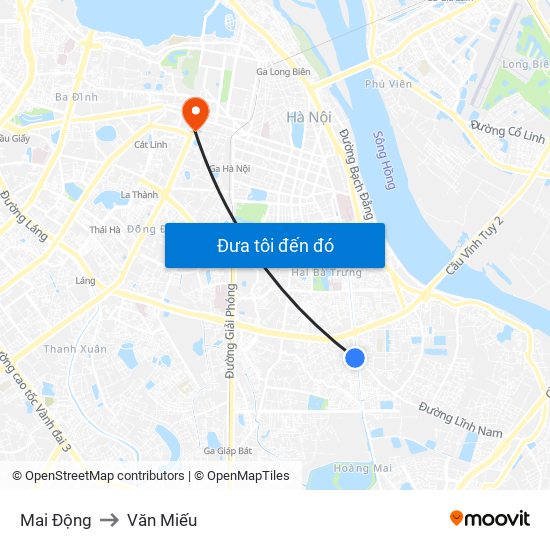 Mai Động to Văn Miếu map