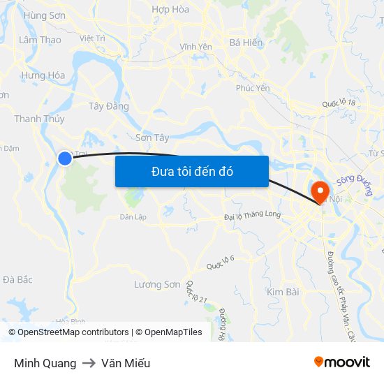 Minh Quang to Văn Miếu map