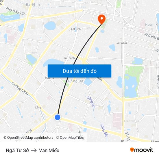 Ngã Tư Sở to Văn Miếu map