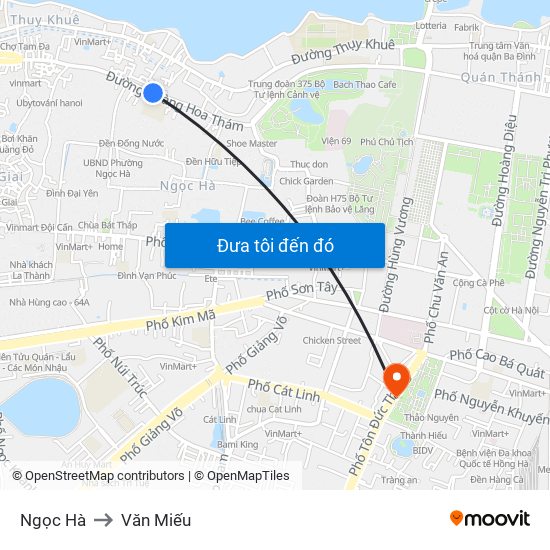 Ngọc Hà to Văn Miếu map