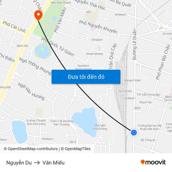 Nguyễn Du to Văn Miếu map