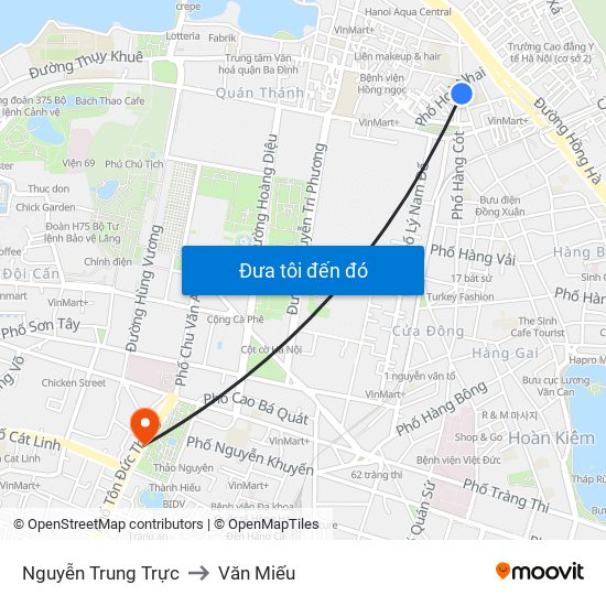 Nguyễn Trung Trực to Văn Miếu map