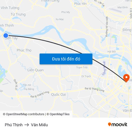Phú Thịnh to Văn Miếu map