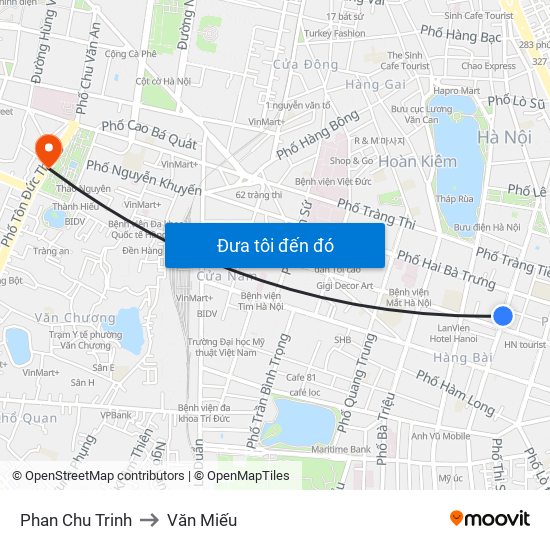 Phan Chu Trinh to Văn Miếu map