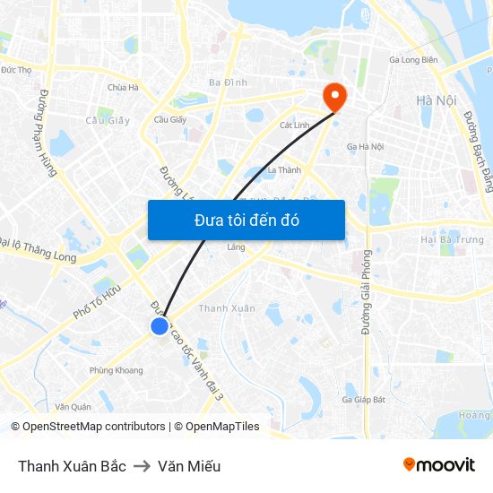 Thanh Xuân Bắc to Văn Miếu map