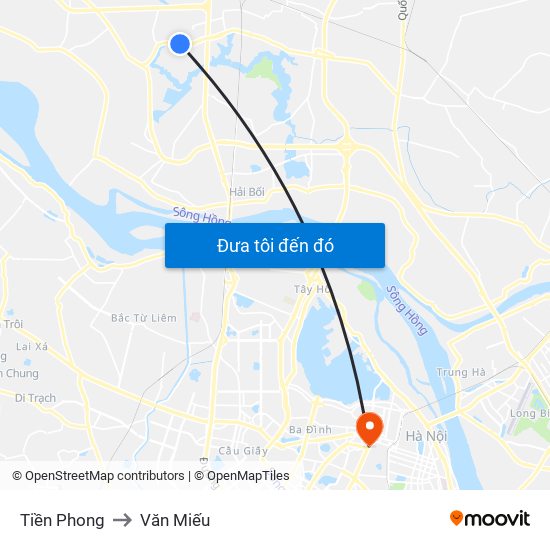 Tiền Phong to Văn Miếu map