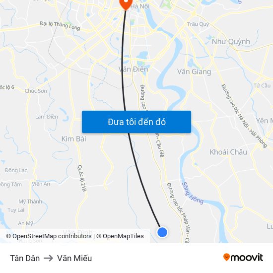 Tân Dân to Văn Miếu map