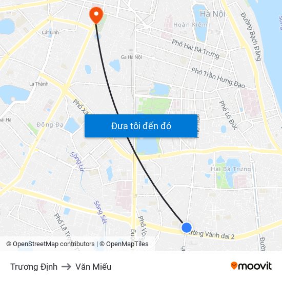 Trương Định to Văn Miếu map