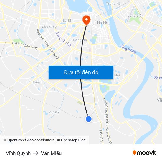 Vĩnh Quỳnh to Văn Miếu map