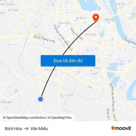 Bích Hòa to Văn Miếu map