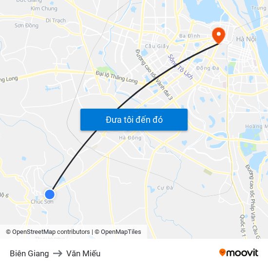 Biên Giang to Văn Miếu map