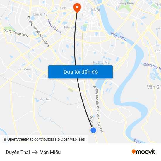 Duyên Thái to Văn Miếu map