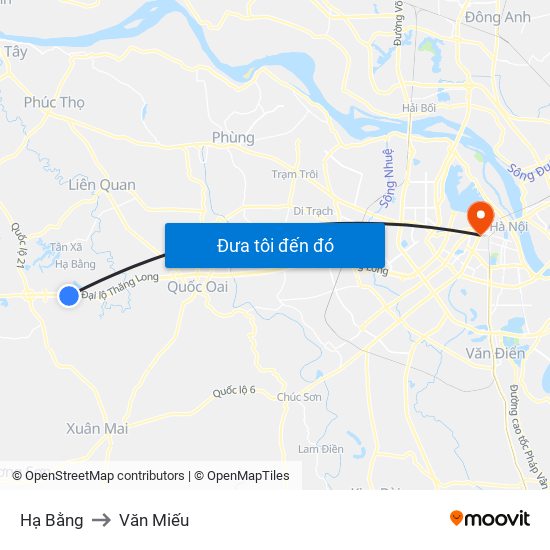 Hạ Bằng to Văn Miếu map