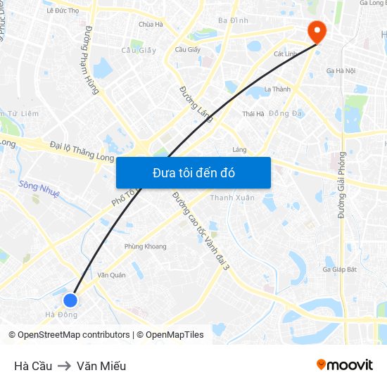 Hà Cầu to Văn Miếu map