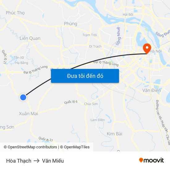 Hòa Thạch to Văn Miếu map