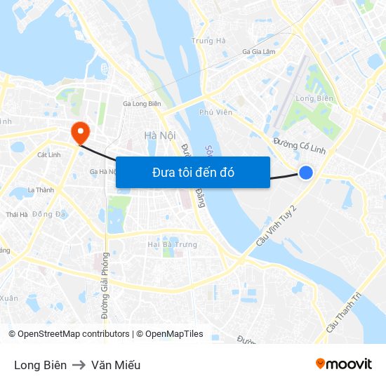 Long Biên to Văn Miếu map
