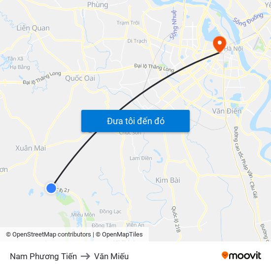 Nam Phương Tiến to Văn Miếu map