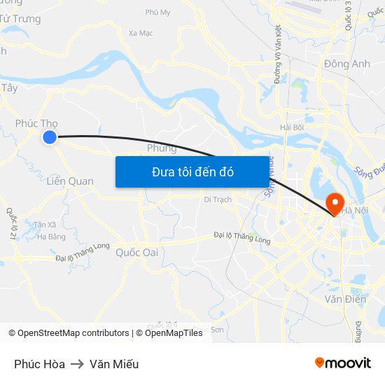 Phúc Hòa to Văn Miếu map