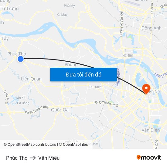 Phúc Thọ to Văn Miếu map