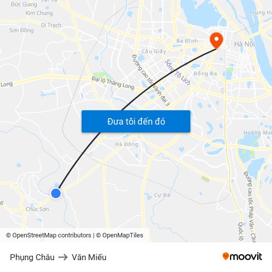 Phụng Châu to Văn Miếu map