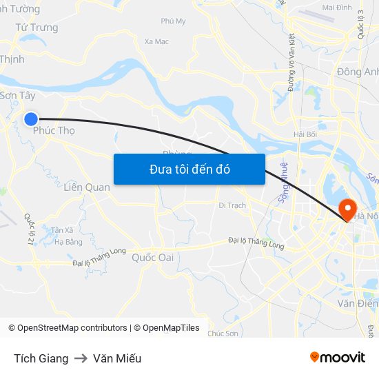 Tích Giang to Văn Miếu map