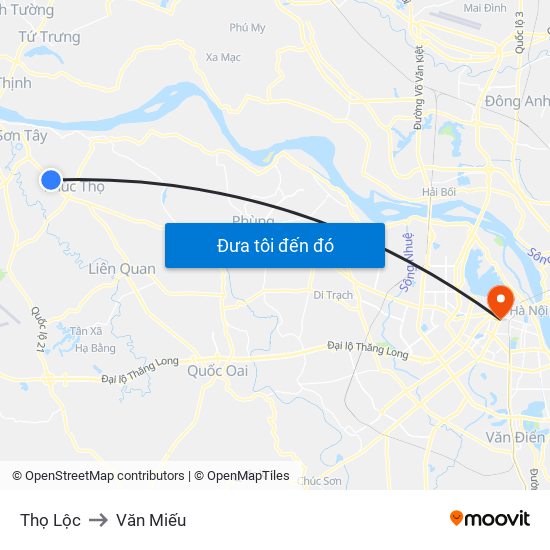 Thọ Lộc to Văn Miếu map