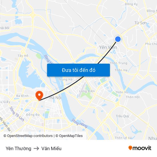 Yên Thường to Văn Miếu map