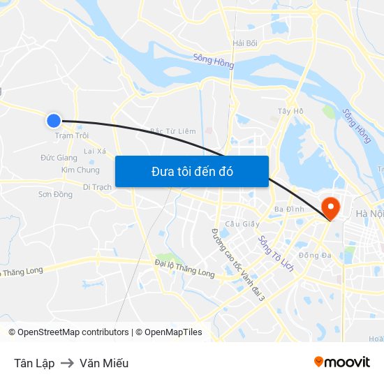 Tân Lập to Văn Miếu map