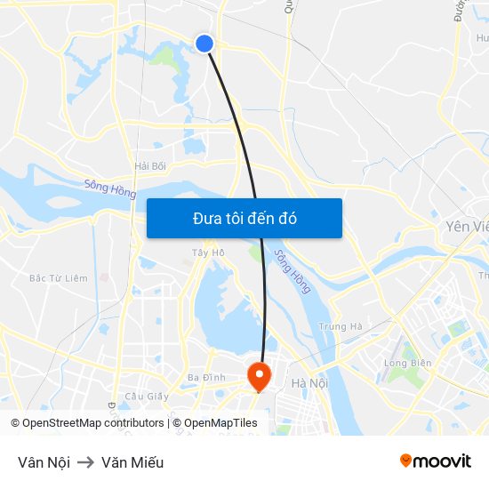 Vân Nội to Văn Miếu map