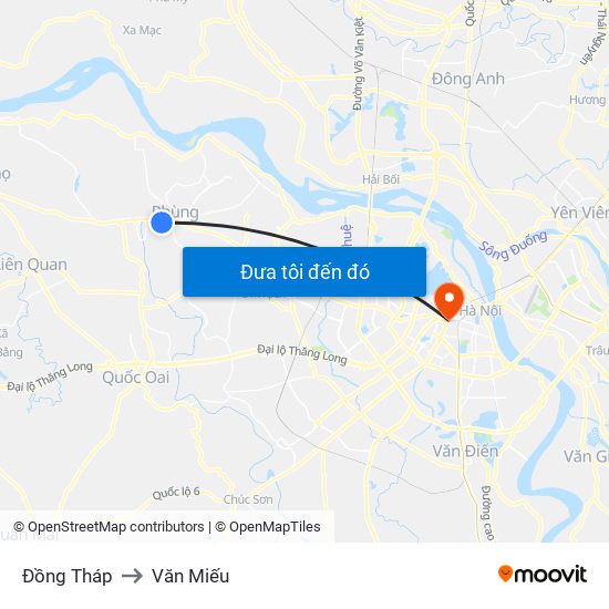 Đồng Tháp to Văn Miếu map