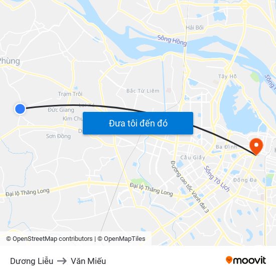 Dương Liễu to Văn Miếu map