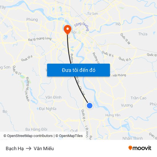 Bạch Hạ to Văn Miếu map