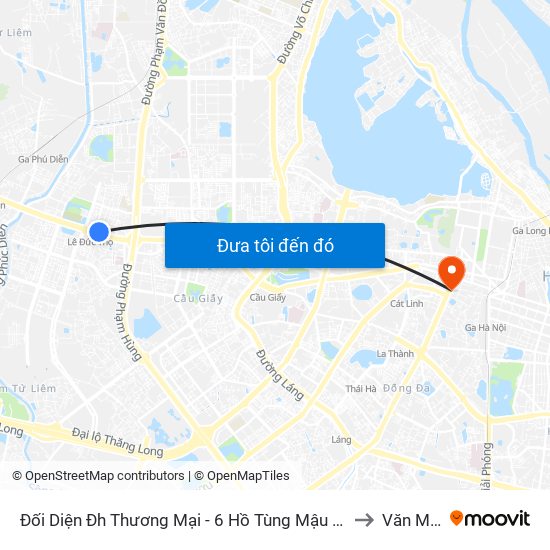 Đối Diện Đh Thương Mại - 6 Hồ Tùng Mậu (Cột Sau) to Văn Miếu map